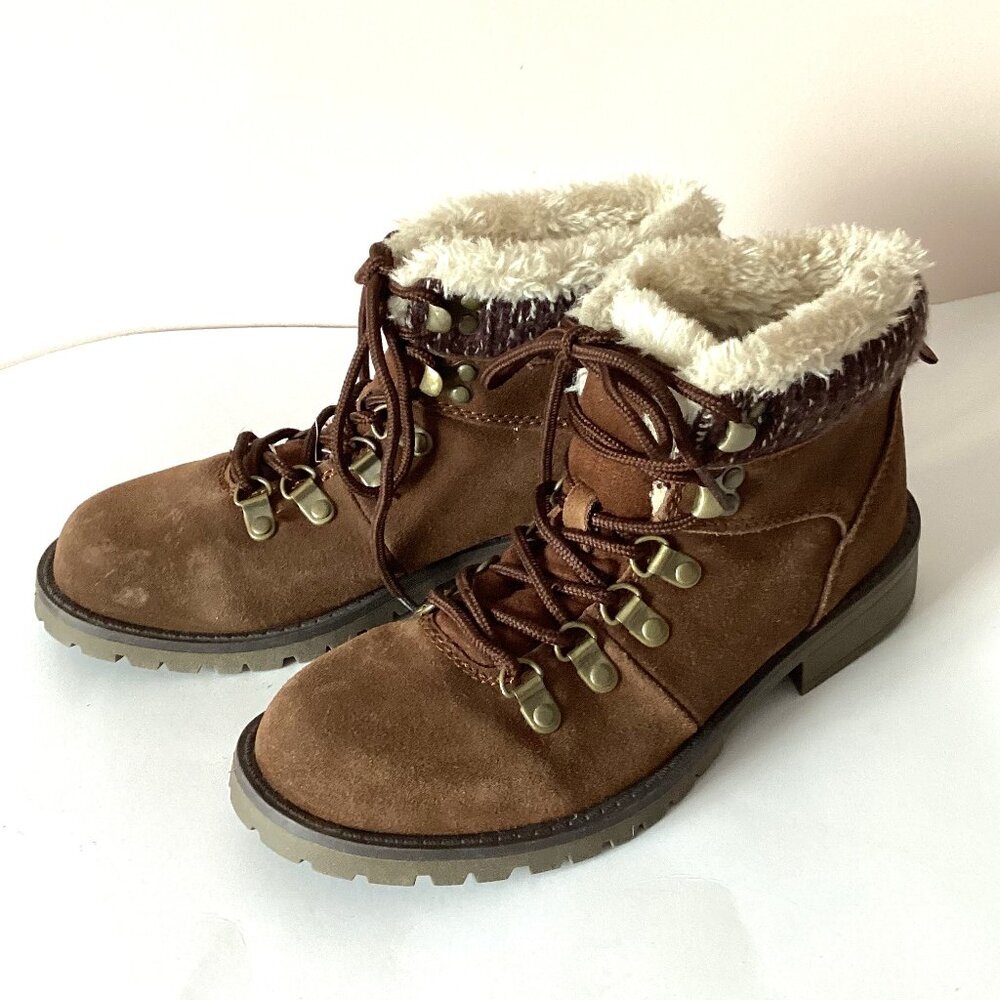 B.U.M. Equipment Women's Brown Winter Ankle Lace-Up Boots Sandy Size M6 22